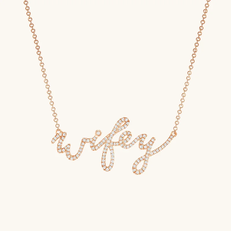 High cabochon necklace-Diamond Wifey Necklace