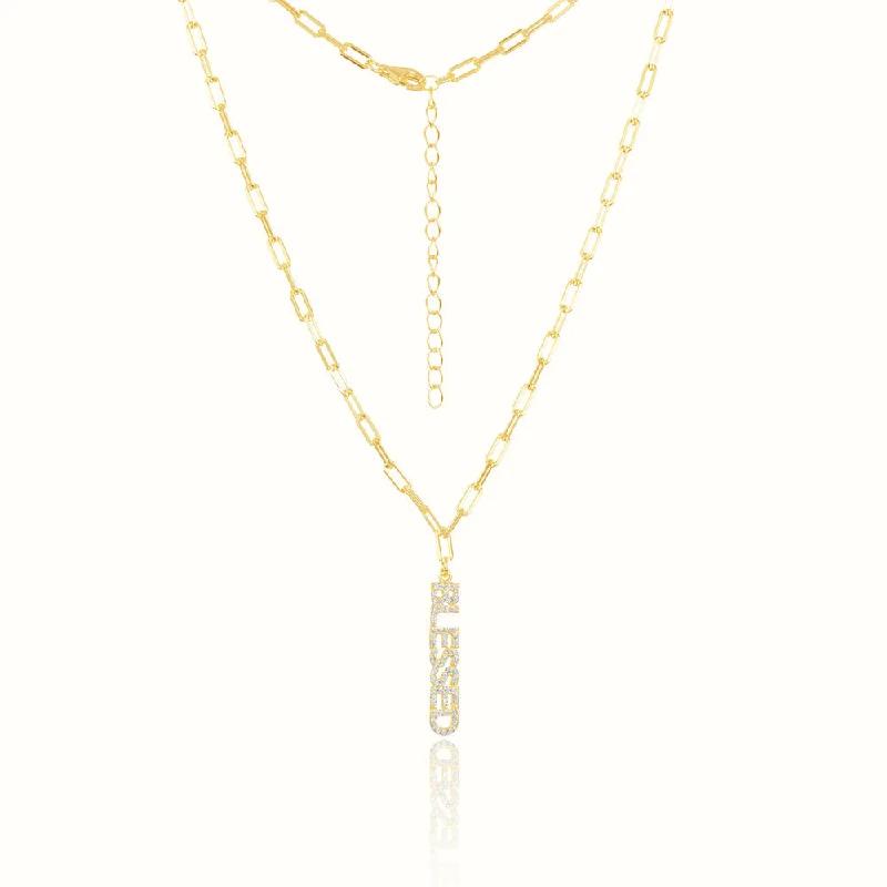 Flecked chain necklace-Women's Vermeil Diamond Blessed Necklace Pendant