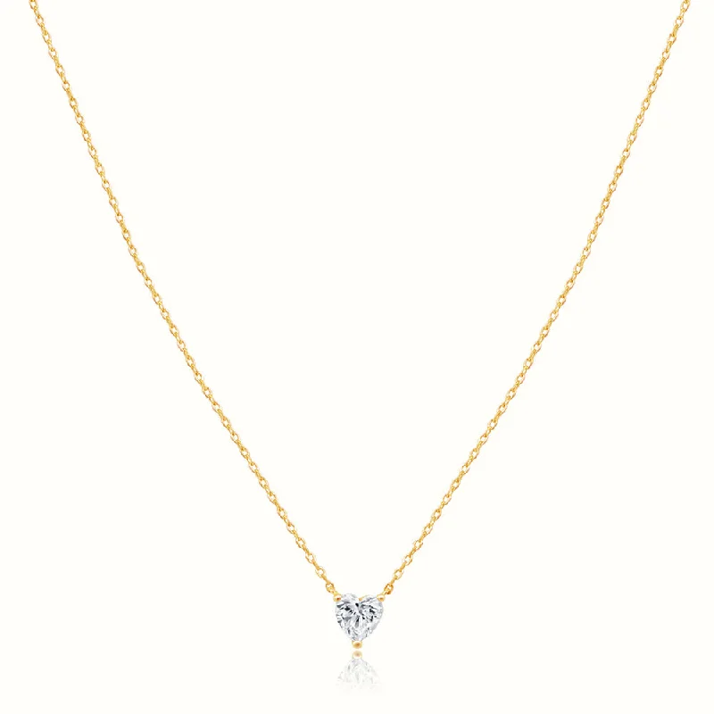 Angular gem necklace-Women's Vermeil Diamond Heart Necklace Pendant