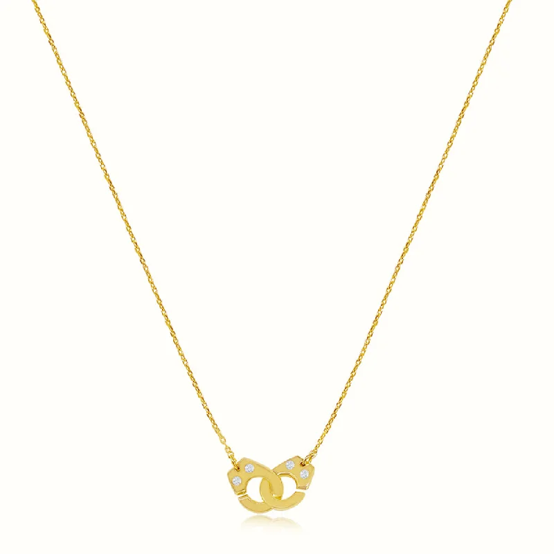 Divided link necklace-Women's Vermeil Mini Handcuffs Necklace Pendant