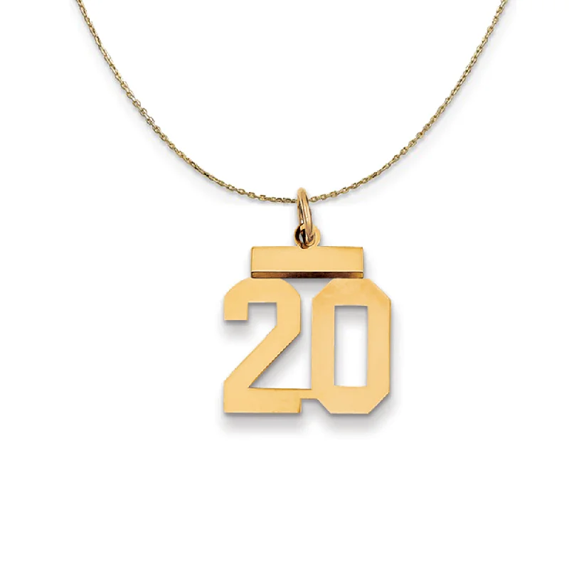 14k Yellow Gold, Athletic, Sm Polished Number 20 Necklace