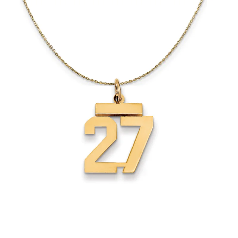 14k Yellow Gold, Athletic, Sm Polished Number 27 Necklace