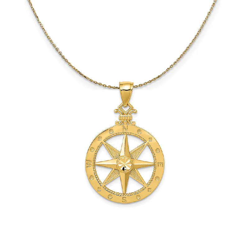 Lifted stone necklace-14k Yellow Gold Compass (20mm) Necklace