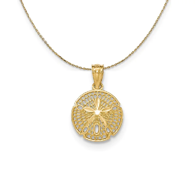 Tide effect necklace-14k Yellow Gold Filigree Sand Dollar Necklace