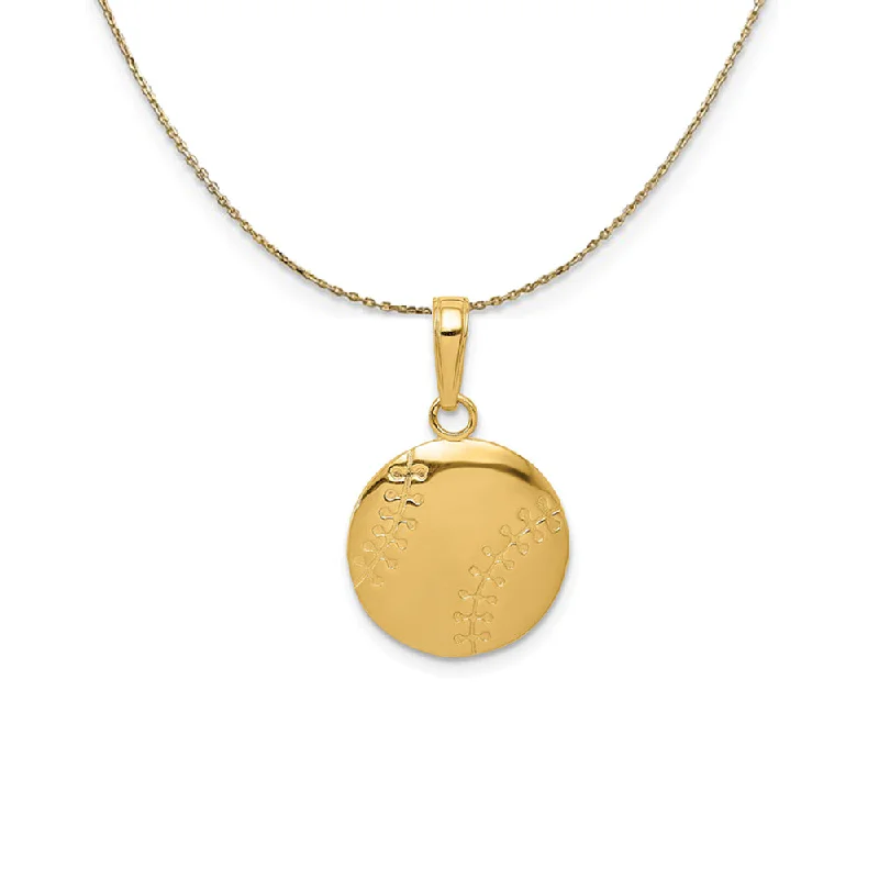 Subtle filigree necklace-14k Yellow Gold Flat Back Polished Baseball (14mm) Necklace