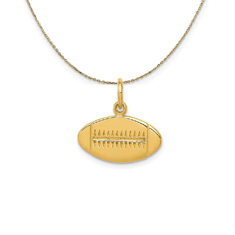 Offset design necklace-14k Yellow Gold Flat Football Necklace