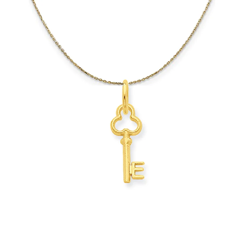 Stem-twist necklace-14k Yellow Gold Hannah Mini Initial E Shamrock Key Necklace