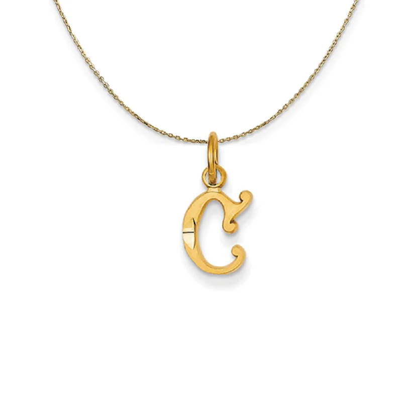 Lifted stone necklace-14k Yellow Gold, Isabelle, Mini Letter C Initial Necklace