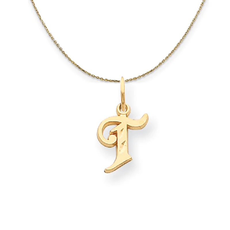 Textured iron necklace-14k Yellow Gold, Isabelle, Mini Letter T Initial Necklace