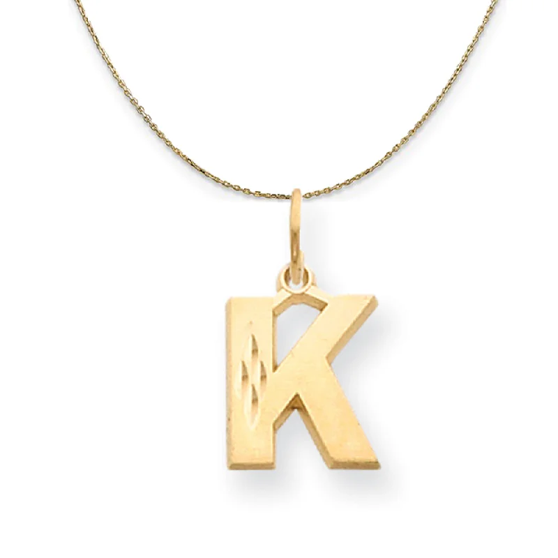 Delicate weave necklace-14k Yellow Gold, Julia, Sm Satin Block Initial K Necklace