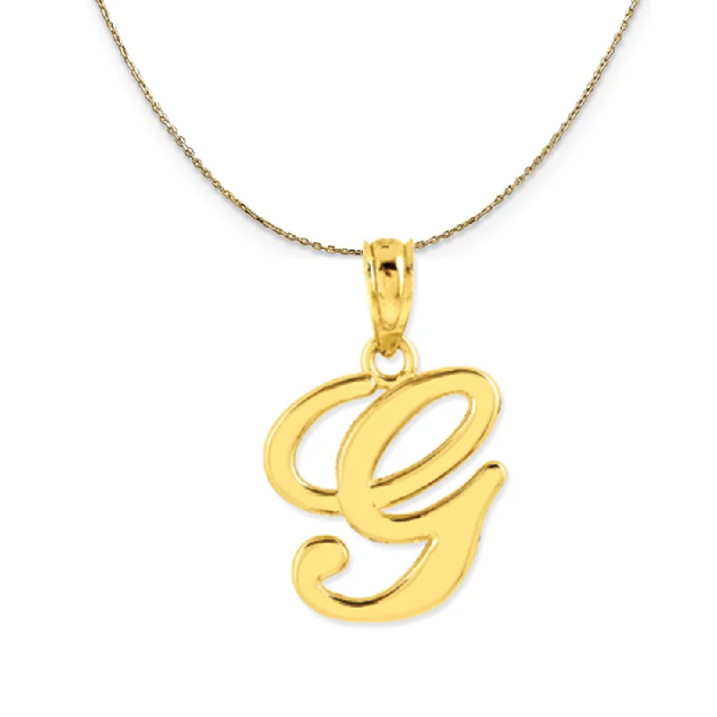 14k Yellow Gold, Mimi, Sm Script Initial G Necklace