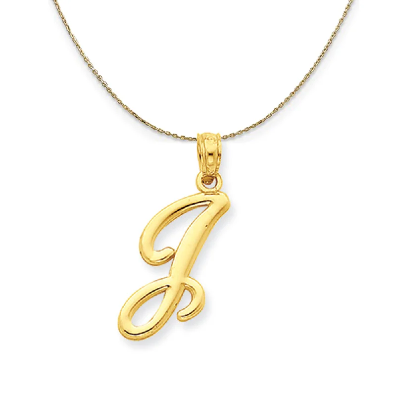 Welded silver necklace-14k Yellow Gold, Mimi, Sm Script Initial J Necklace