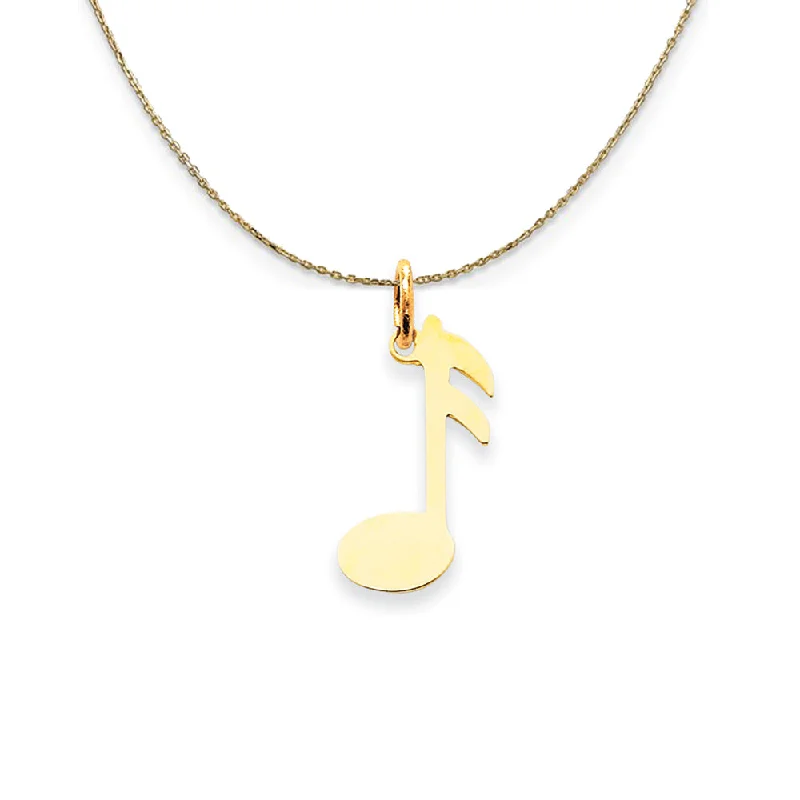 Flare sun necklace-14k Yellow Gold Polished Flat Music Note (11 x 22mm) Necklace