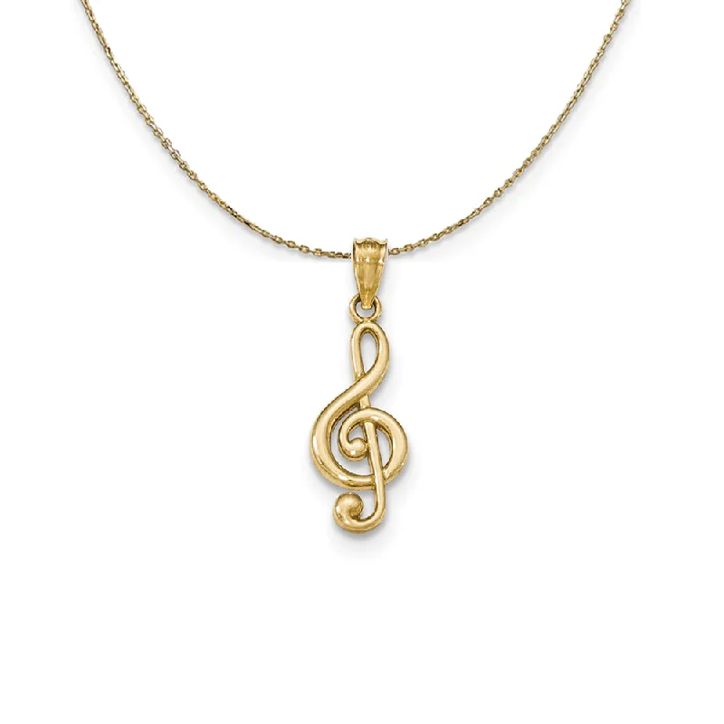 Carved gem necklace-14k Yellow Gold Polished Treble Clef (9 x 25mm) Necklace