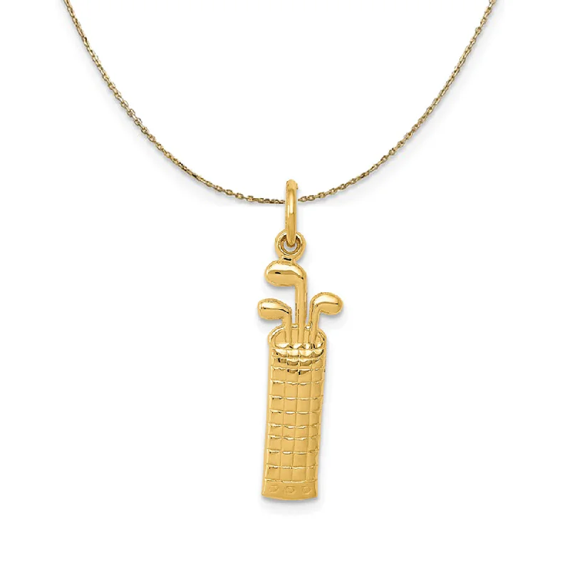 Welded silver necklace-14k Yellow Gold Satin & Diamond Cut Golf Bag Necklace