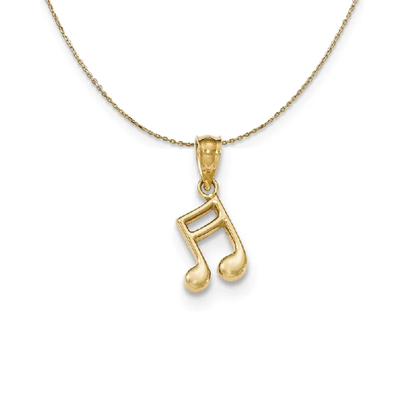 Glossy gem necklace-14k Yellow Gold Small 2D Double Note (8mm) Necklace