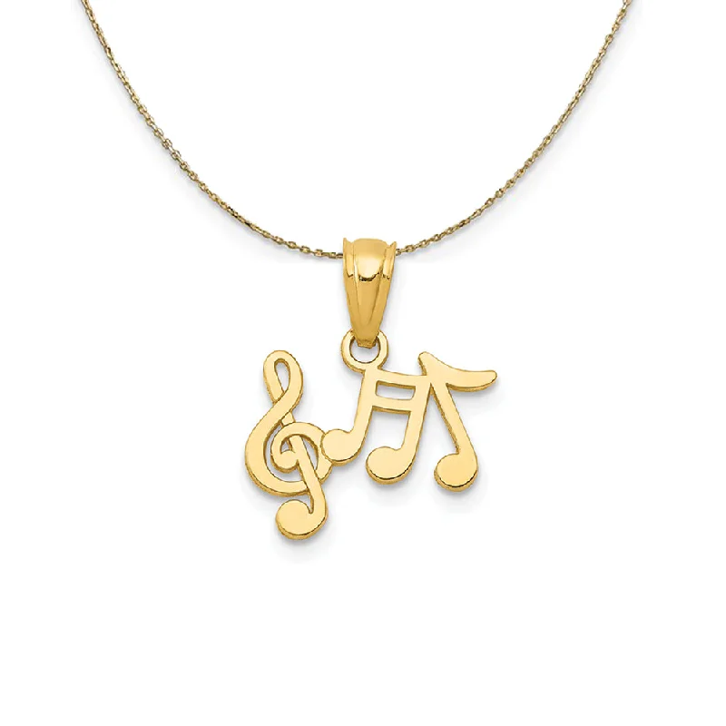 Striated design necklace-14k Yellow Gold Small Musical Notes (14mm) Necklace