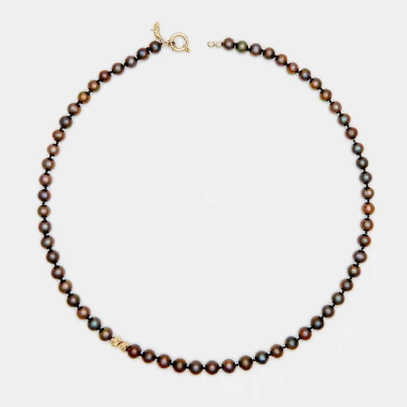 Knitted necklace-Benjamin Pearl Necklace