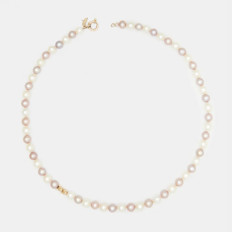 Worn-edge necklace-Camille Pearl Necklace