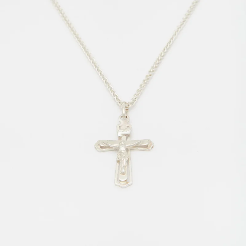 Forged gold necklace-Henchey Crucifix Necklace in Silver