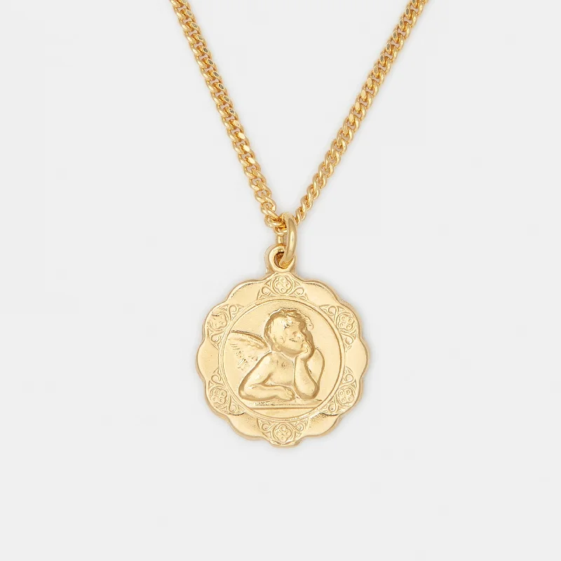 Luna Medallion Necklace in Gold for Him