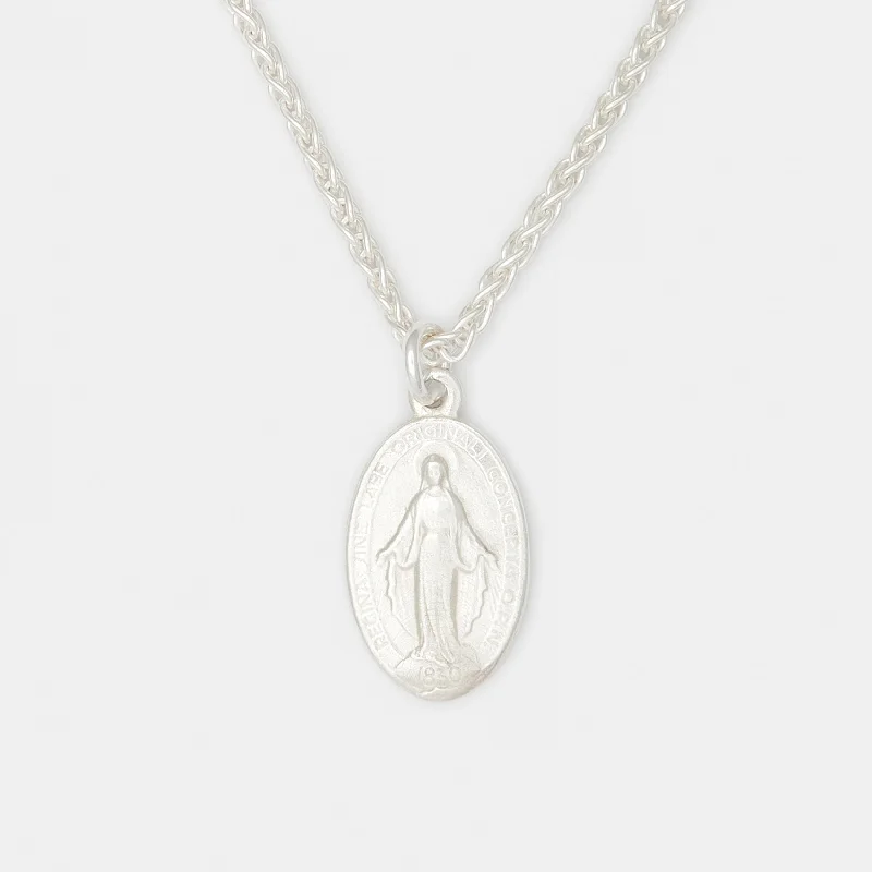 Striated design necklace-Madonna Necklace in Silver for Him