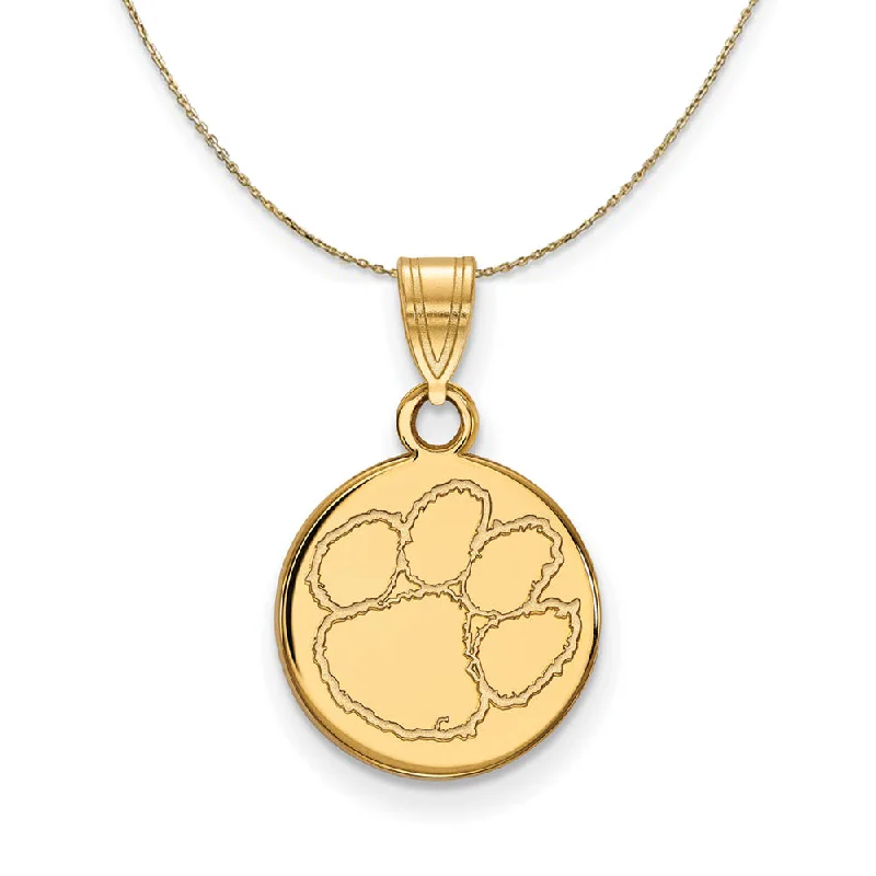 14k Yellow Gold Clemson U Small Disc Necklace