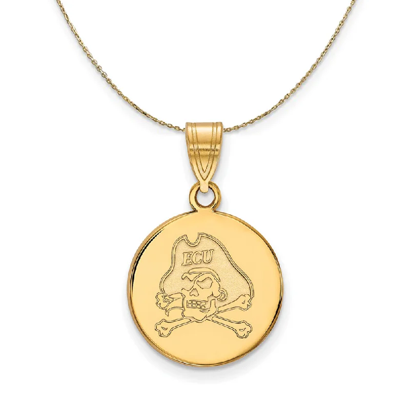 Edge-set necklace-14k Yellow Gold East Carolina U Medium Disc Necklace