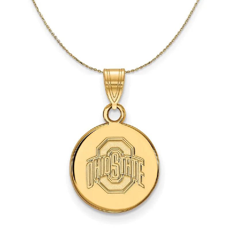 14k Yellow Gold Ohio State Small Logo Disc Necklace