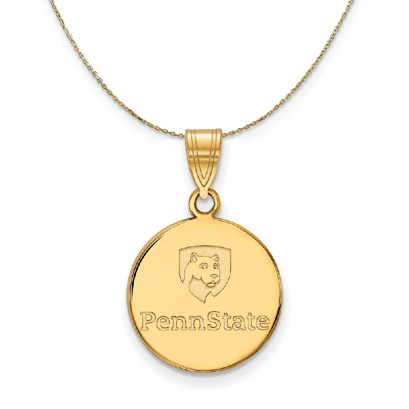 14k Yellow Gold Penn State Medium Disc Necklace