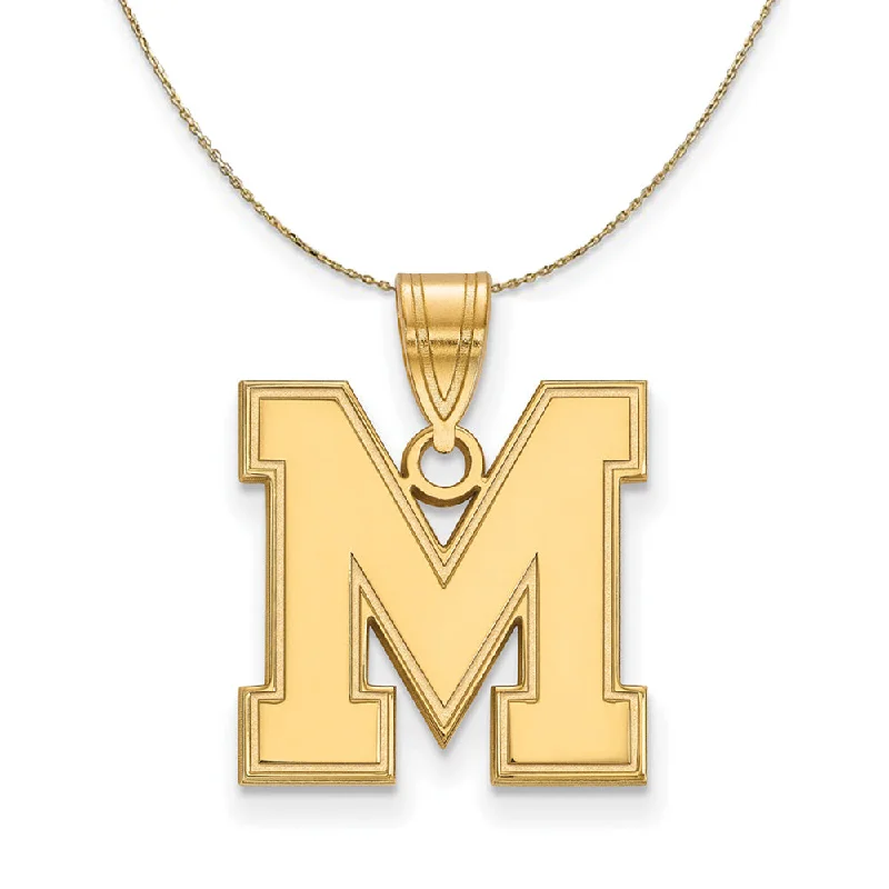 Open-cloud necklace-14k Yellow Gold U. of Memphis Medium Initial M Necklace