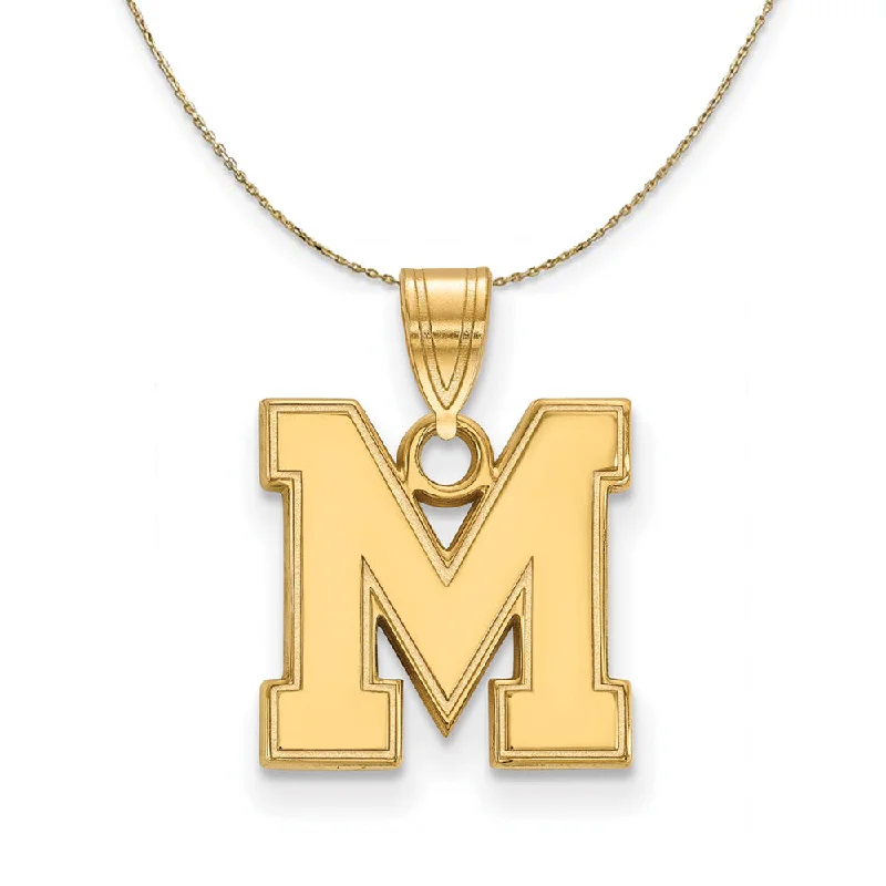 Glimmering gem necklace-14k Yellow Gold U. of Memphis Small Initial M Necklace