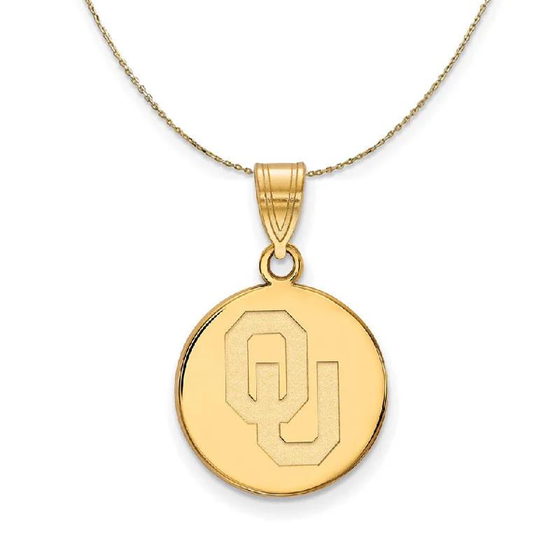 Peaked band necklace-14k Yellow Gold U. of Oklahoma Md 'OU' Disc Necklace