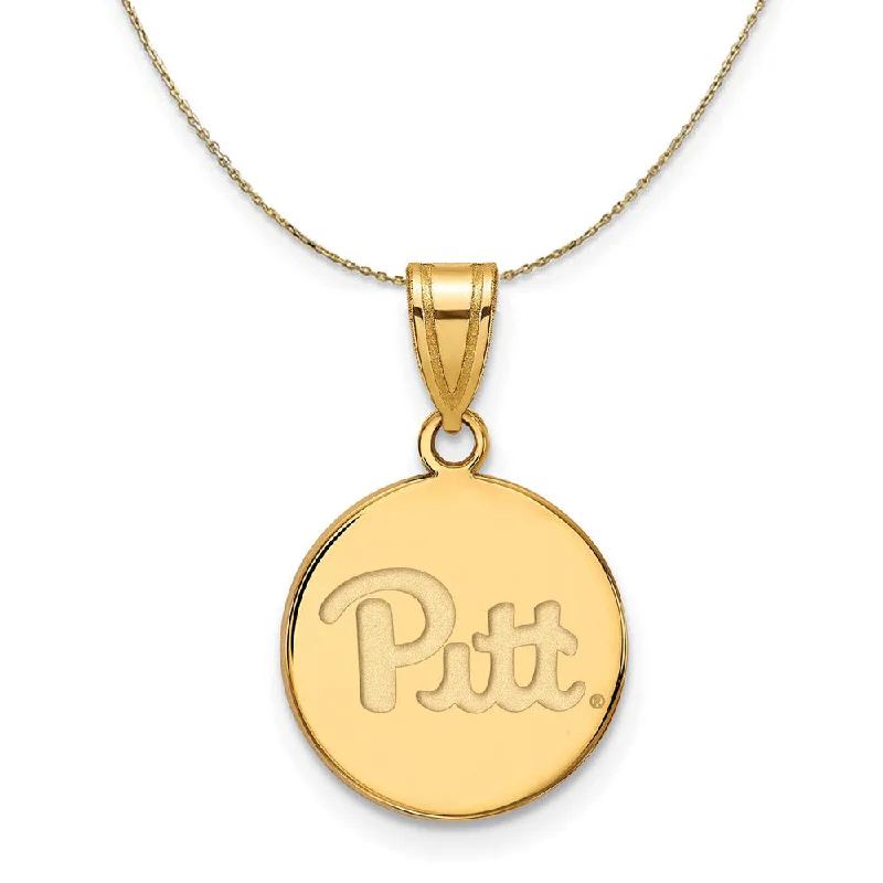 14k Yellow Gold U. of Pittsburgh Medium Disc Necklace