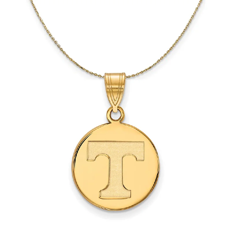 Divided link necklace-14k Yellow Gold U. of Tennessee Medium Initial T Disc Necklace