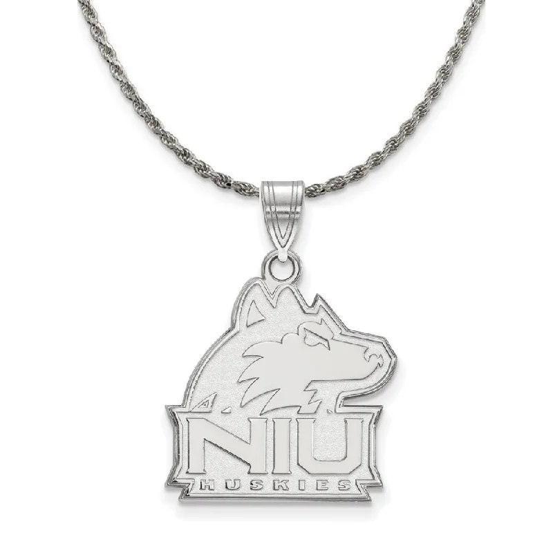 Sterling Silver Northern Illinois U Large Logo Pendant Necklace