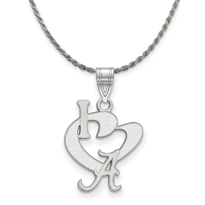 Eight-gem necklace-Sterling Silver U. of Alabama Lg 'I love A' Pendant Necklace