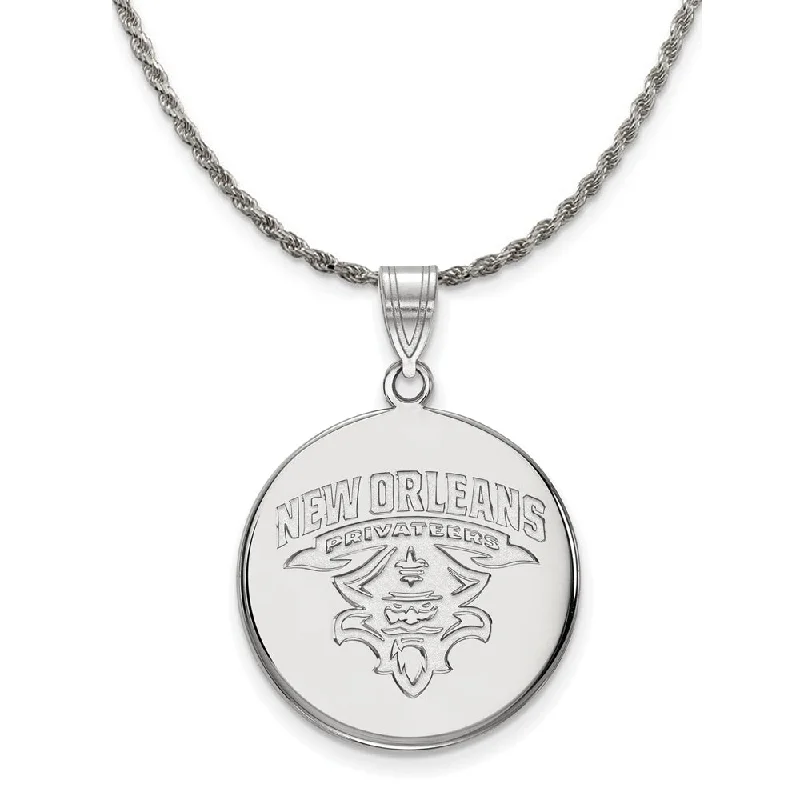 Eight-gem necklace-Sterling Silver U. of New Orleans Large Disc Pendant Necklace