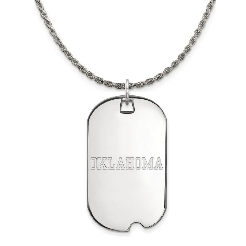 Extended gem necklace-Sterling Silver U. of Oklahoma Large Dog Tag Necklace