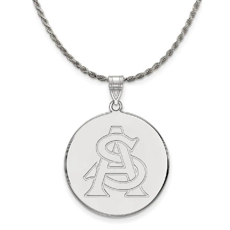 Sterling Silver Arizona State XL Disc Pendant Necklace