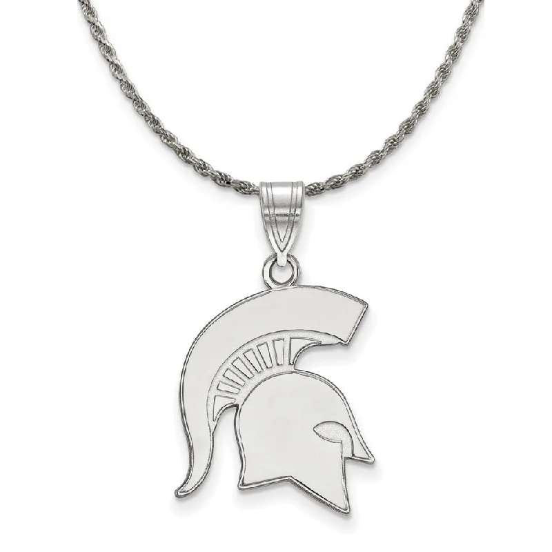 Sterling Silver Michigan State Spartans Large Logo Necklace