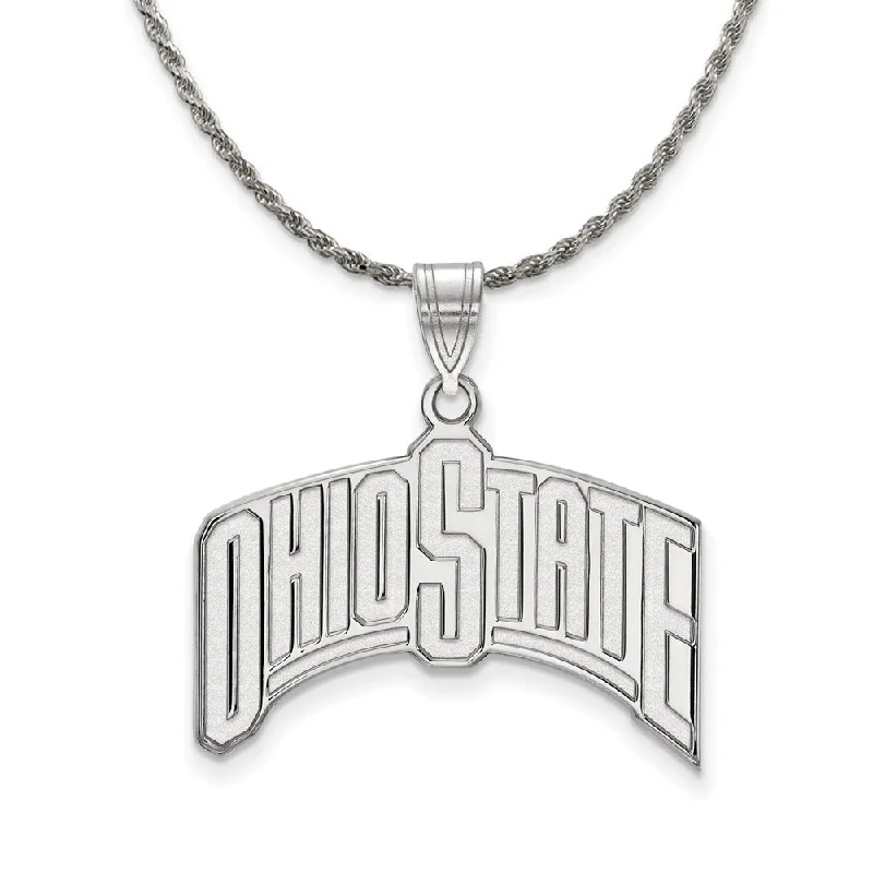 Coarse sapphire necklace-Sterling Silver Ohio State XL Pendant Necklace