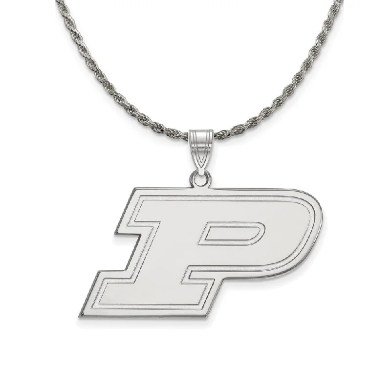 Vivid emerald necklace-Sterling Silver Purdue Large Initial P Necklace