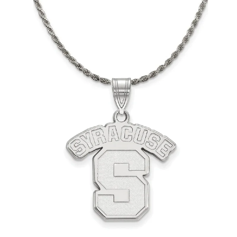 Bold tier necklace-Sterling Silver Syracuse U. Large Logo Pendant Necklace