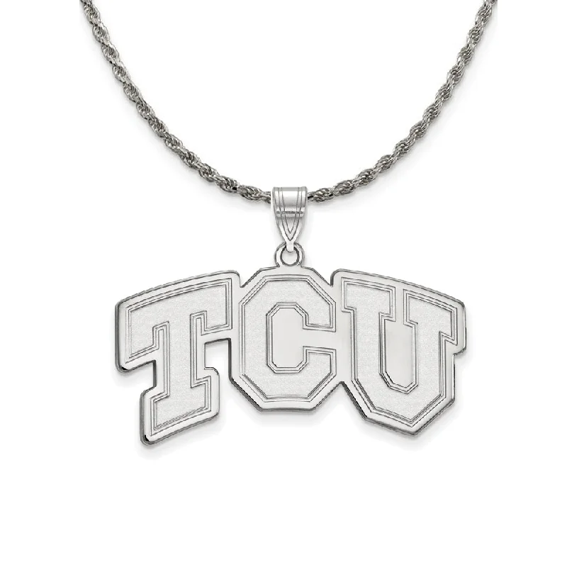 Coiling twist necklace-Sterling Silver Texas Christian U. Large 'TCU' Necklace