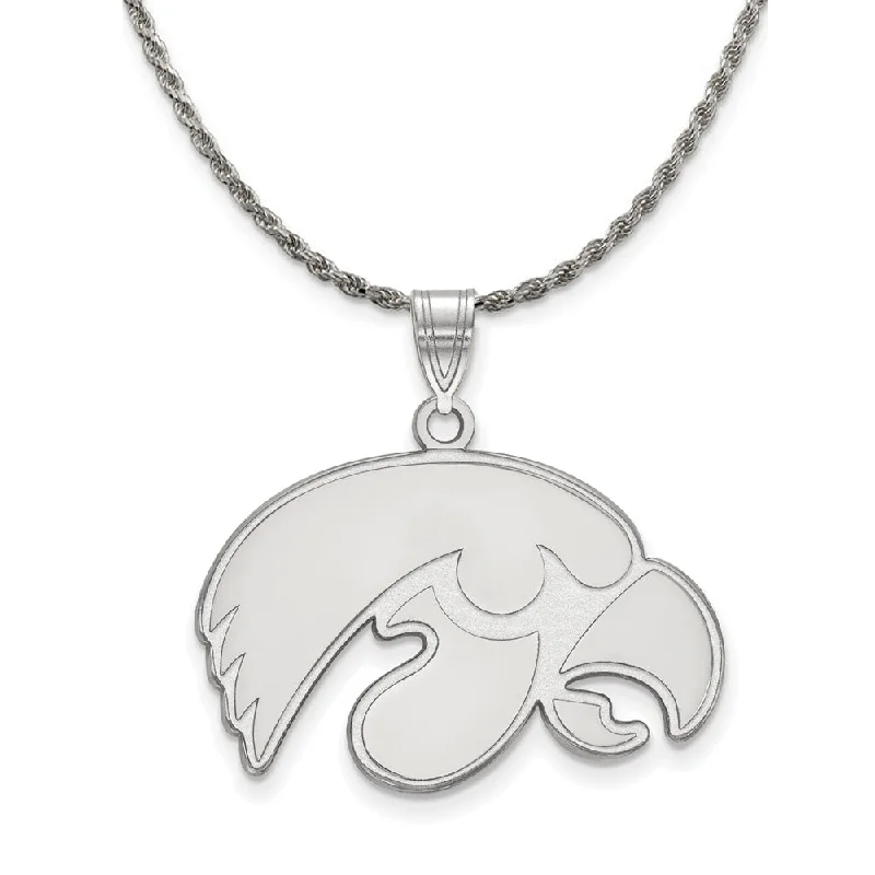 Deep-set necklace-Sterling Silver U. of Iowa Hawkeyes Lg Pendant Necklace