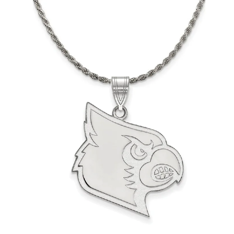 Mottled finish necklace-Sterling Silver U. of Louisville XL Pendant Necklace