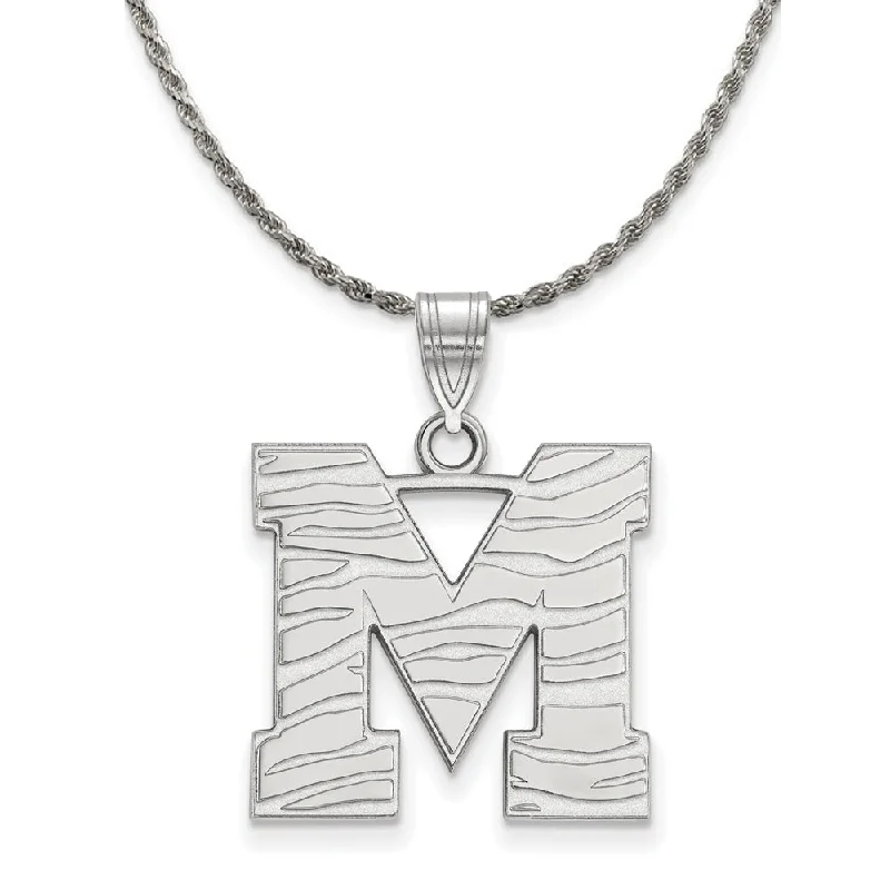 Heaped birthstone necklace-Sterling Silver U. of Memphis Large 'M' Pendant Necklace