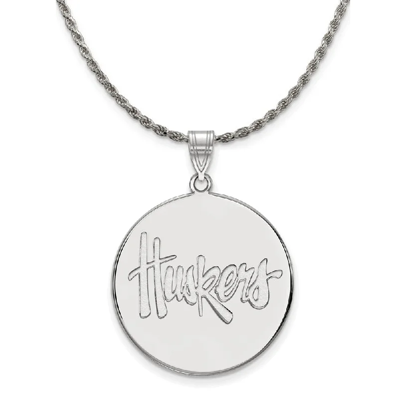 Sterling Silver U. of Nebraska XL Huskers Disc Necklace