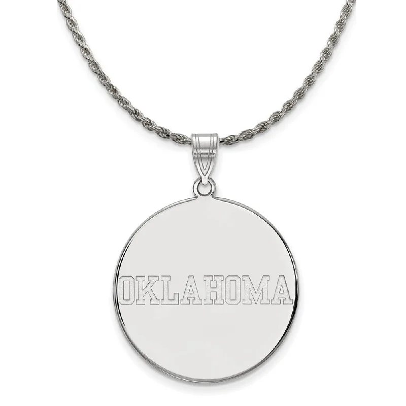 Sterling Silver U. of Oklahoma XL Disc Pendant Necklace